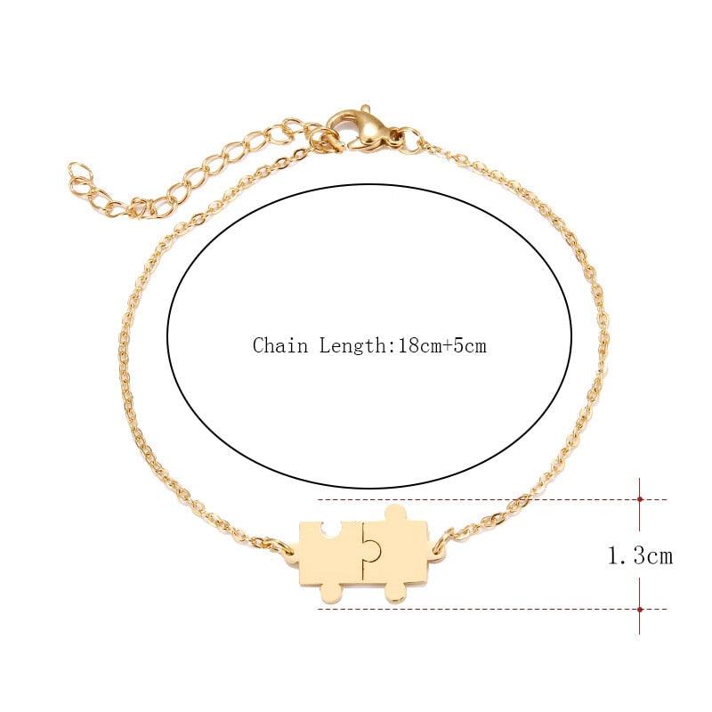 Dainty Gold and Silver Puzzle Link Bracelet for Women