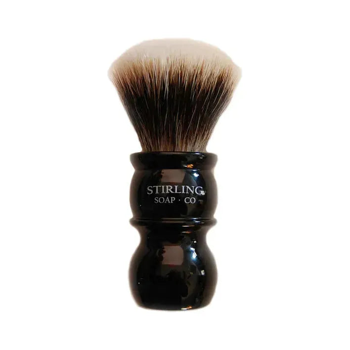 Brosse de rasage en blaireau à nœud en éventail à manche noir de Stirling Soap Co.
