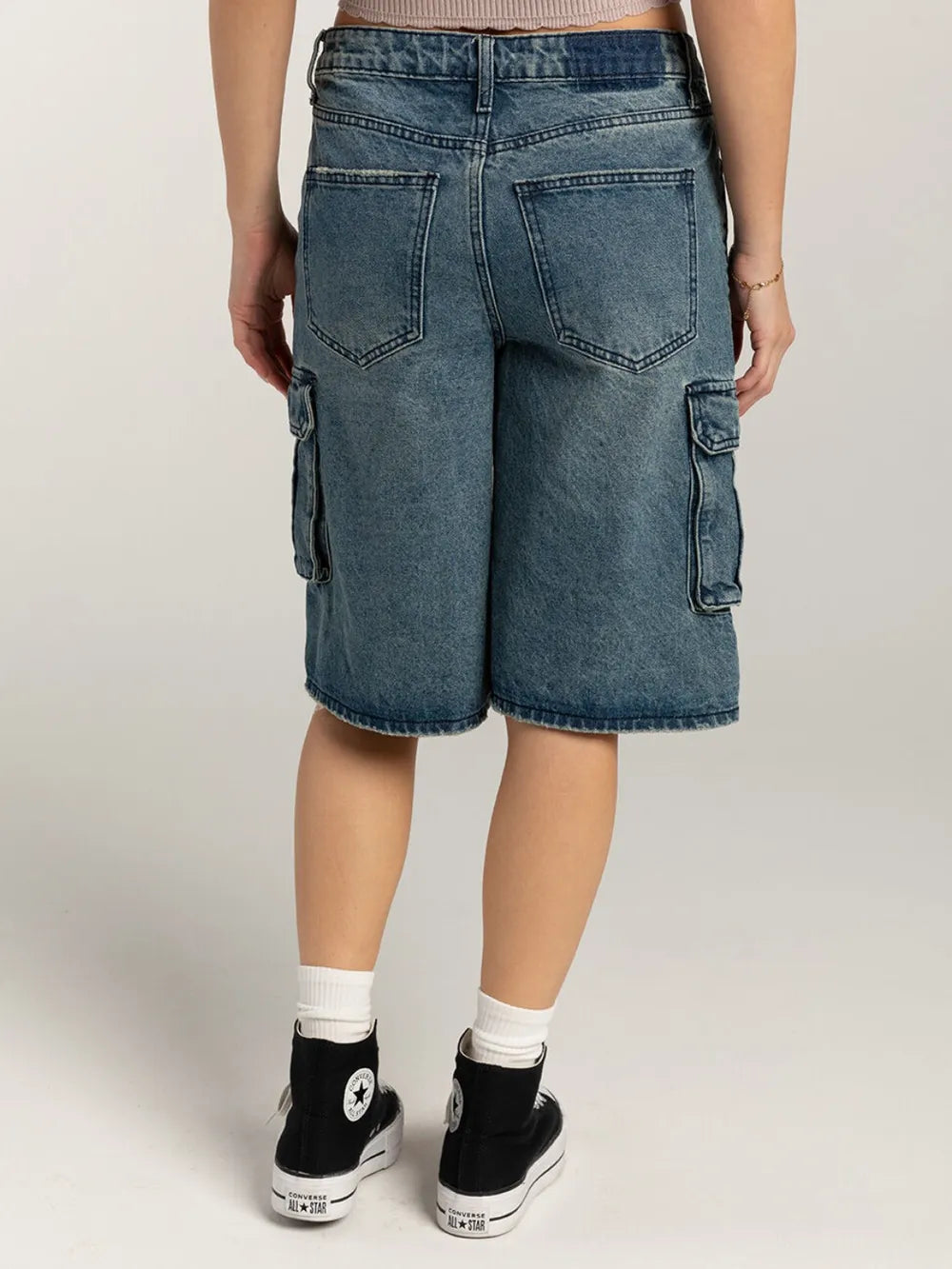 Street trendsetters ordinary washed workwear women's denim straight leg pants - Korvel