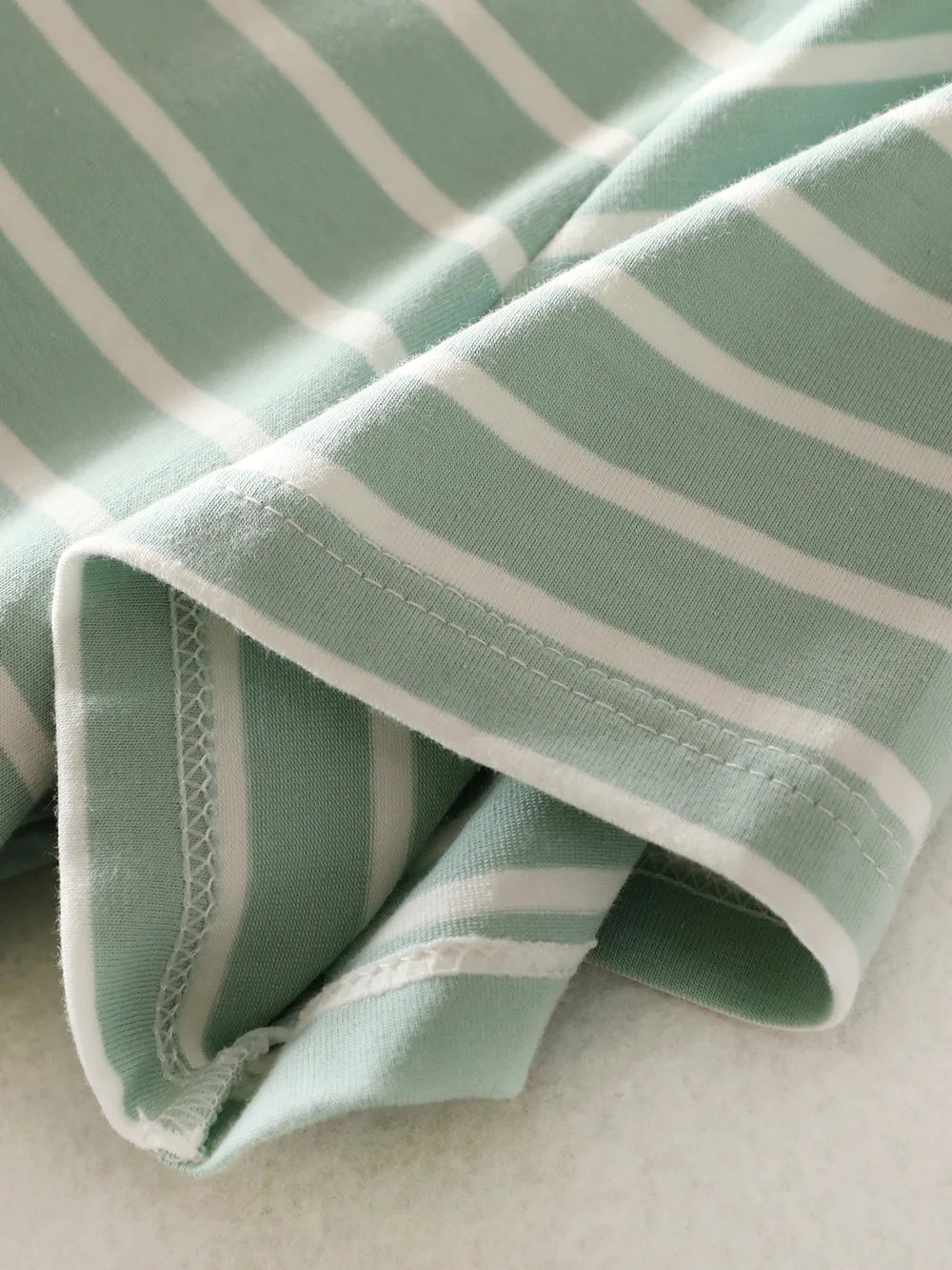 Striped Round Neck Short Sleeve Dress - Korvel