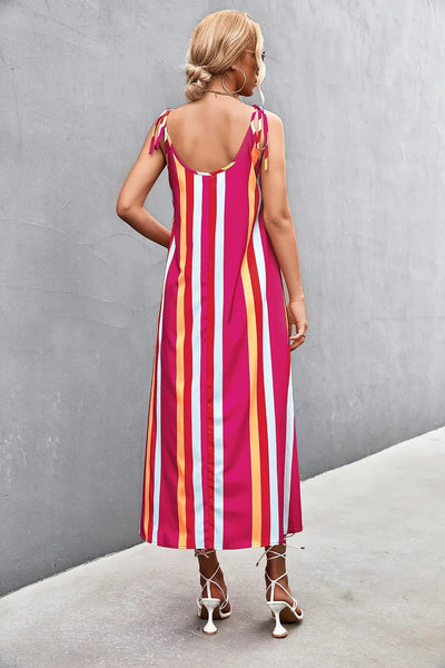Elegant Striped Scoop Neck Cami Dress