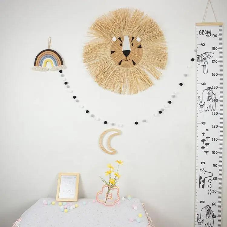 Colgante de Pared de León de Caricatura Tejido a Mano para Habitaciones Infantiles