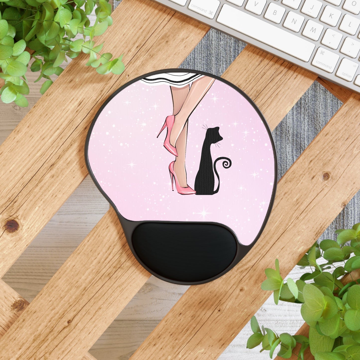 Tapis de souris élégant pour amoureuse des chats avec repose-poignet