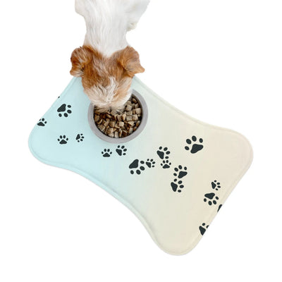 Stylish Pet Feeding Mat with Paw Print Design