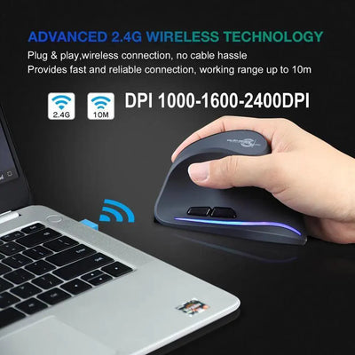 Stylish Ergonomic Wireless Mouse with RGB Lighting