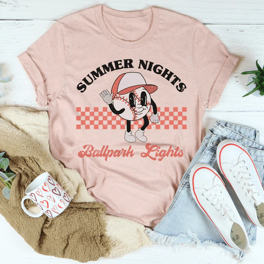 Camiseta con luces del estadio de béisbol de Summer Nights