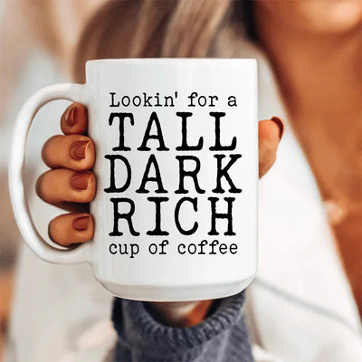 Premium 15 oz Ceramic Coffee Mug - Tall Dark Rich Design