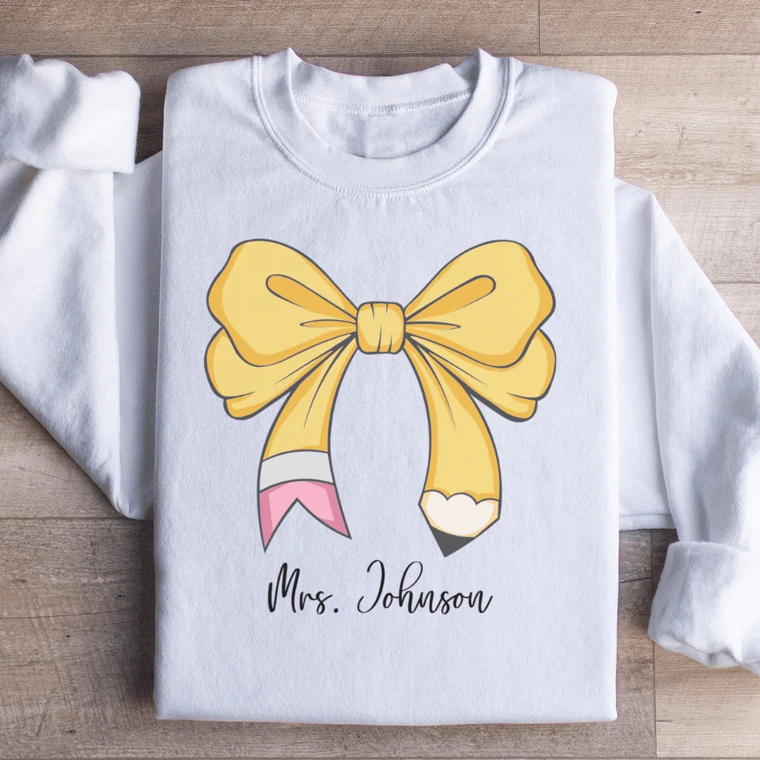 Sweatshirt personnalisé avec crayon et nœud pour enseignant