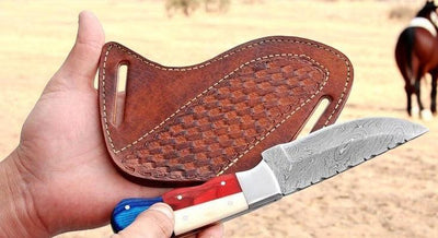 Texas Pride – 8.5" Handcrafted Damascus Knife with Unique Flag Handle - Korvel