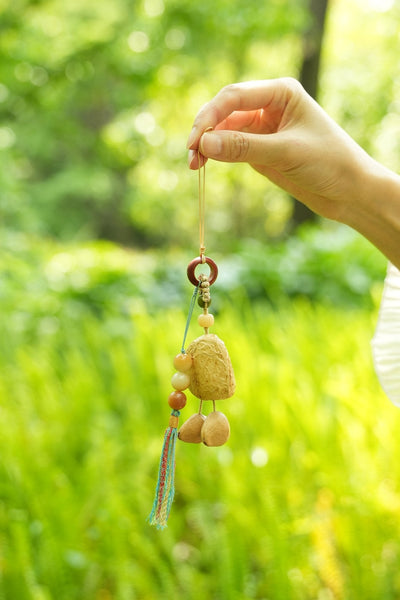 The Forest Dancer - Natural Nut Charm with Colorful Tassel