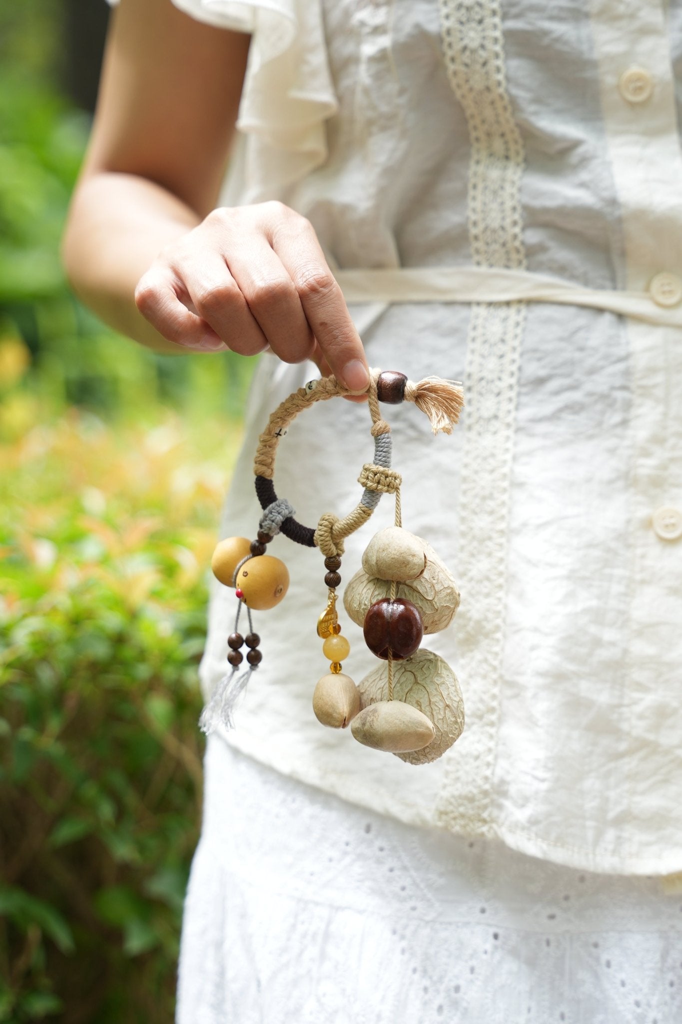 The Harvest Circle - Woven Ring Charm with Golden Gourds