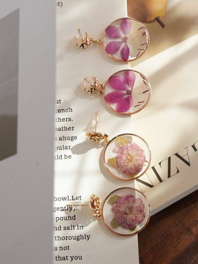 Ensembles de Boucles d'Oreilles en Fleurs Pressées "Secret Garden"