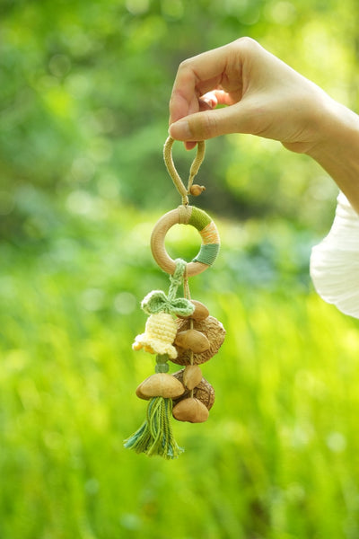 The Spring Blossom Hoop - Yarn-Wrapped Wood Ring Charm