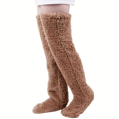 Thick leg warmers, knee pads, warm plush pants, long leg exposed socks - Korvel
