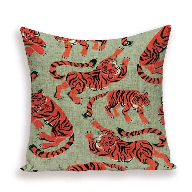 Funda de Cojín con Estampado de Tigre - Funda Decorativa Premium
