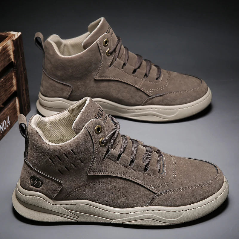 Tooling Boots Fashion Casual Sport Mans Shoe Students Four Seasons High Top Round Toe Wear-resistant Outdoor Desert Driving Boot - Korvel