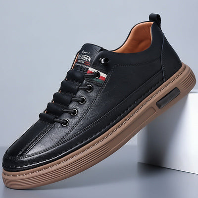 Versatile Men's Casual Sneakers - Breathable Leather Shoes