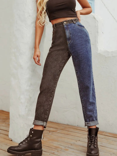 Two Tone Straight Leg Jeans - Korvel