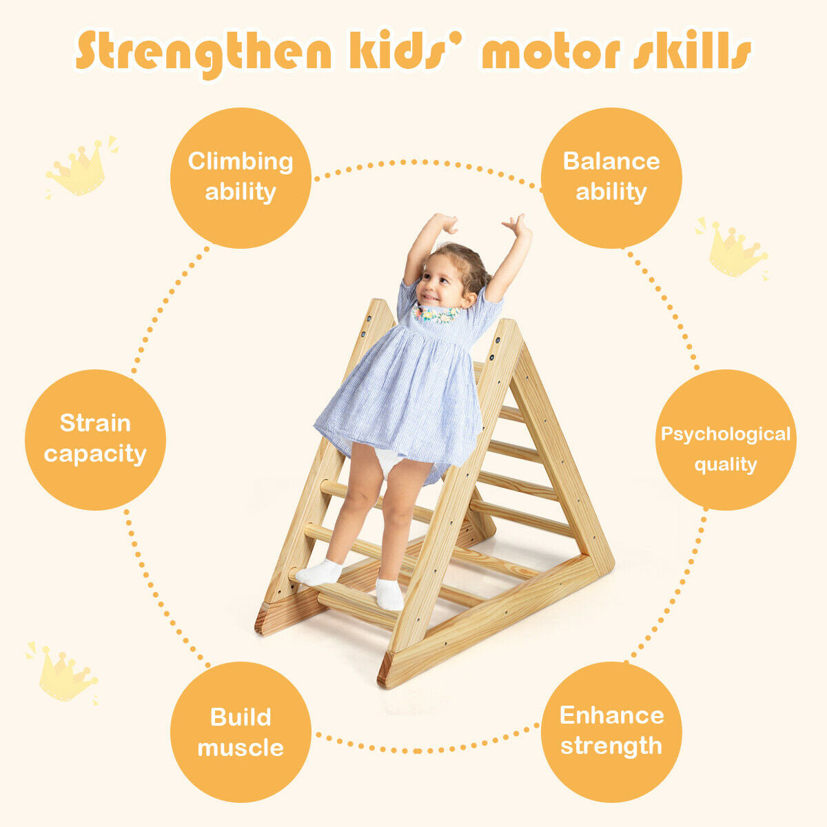 Escalera Triangular de Madera Premium para Entrenamiento de Niños Pequeños