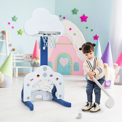 3-in-1 Kids Basketball Hoop Set with Balls - White