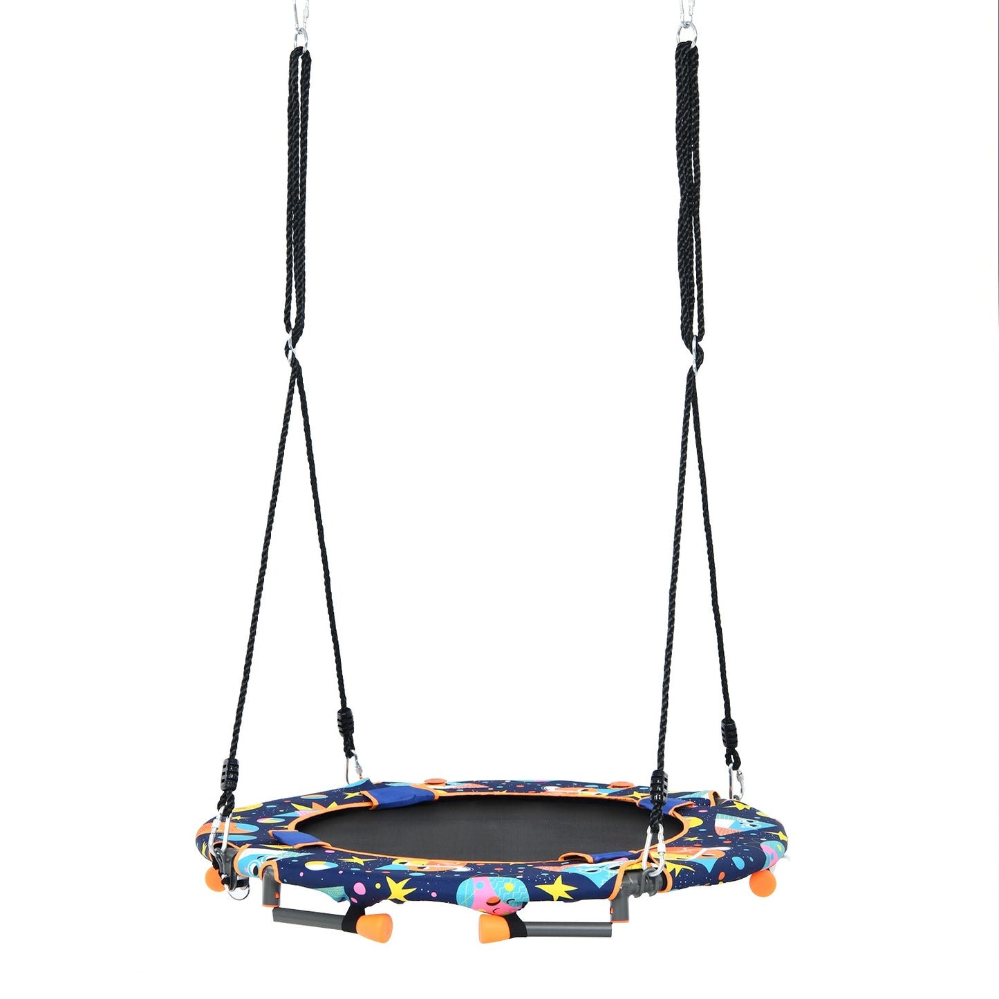 Ensemble balançoire et trampoline convertible avec main courante rembourrée