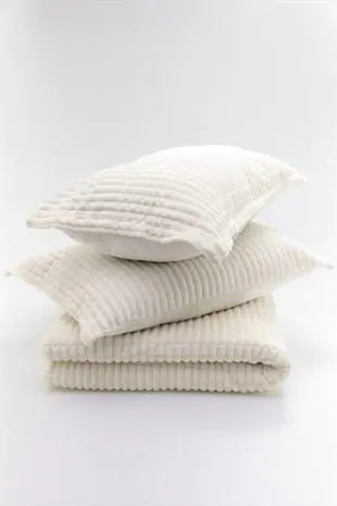 Merinos Modern Line 3 Piece Double Blanket Set - Bone