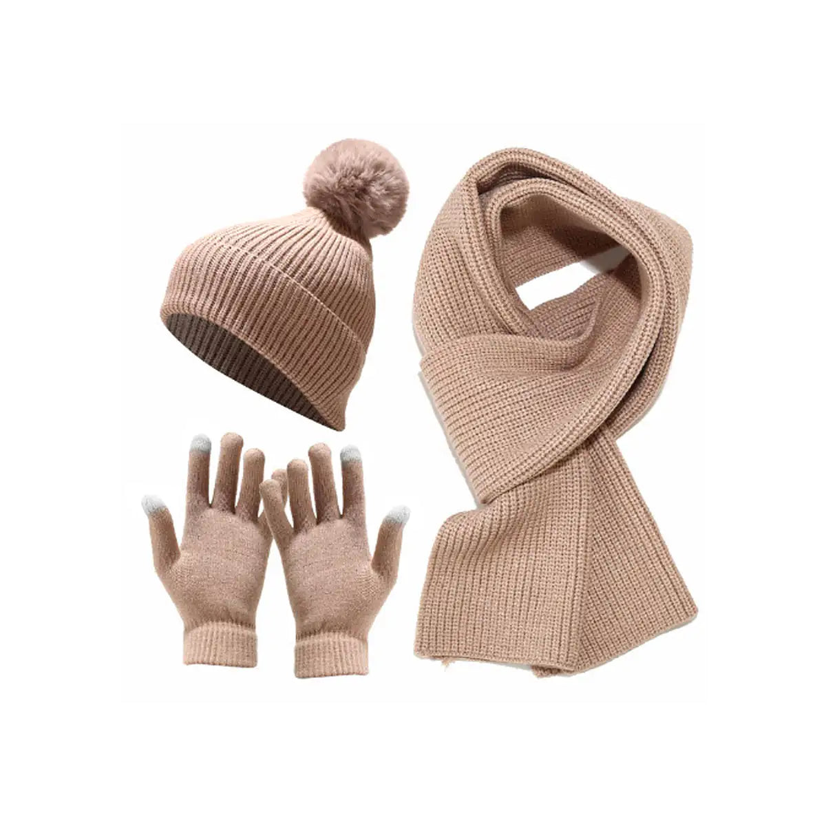 Ensemble écharpe, bonnet et gants 3-en-1 d'hiver confortable