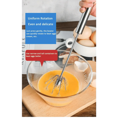 Premium Semi-Automatic Stainless Steel Egg Beater