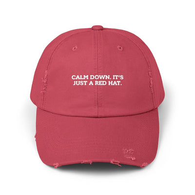 Gorra Distressed Unisex - Cálmate, Solo es un Sombrero Rojo