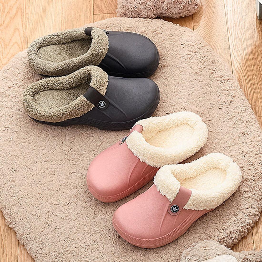 Unisex Plush Lined Winter Clogs - Comfortable Indoor & Outdoor Slippers