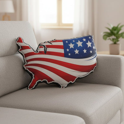 USA Flag Silhouette Pillow - Bold & Sculptural Design