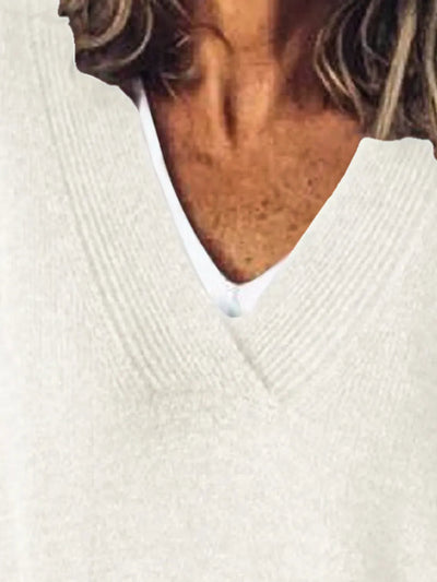 V-Neck Dropped Shoulder Sweater - Korvel