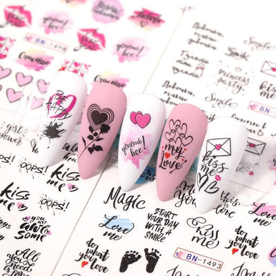 Valentine's Heart & Flower Nail Art Sticker Set