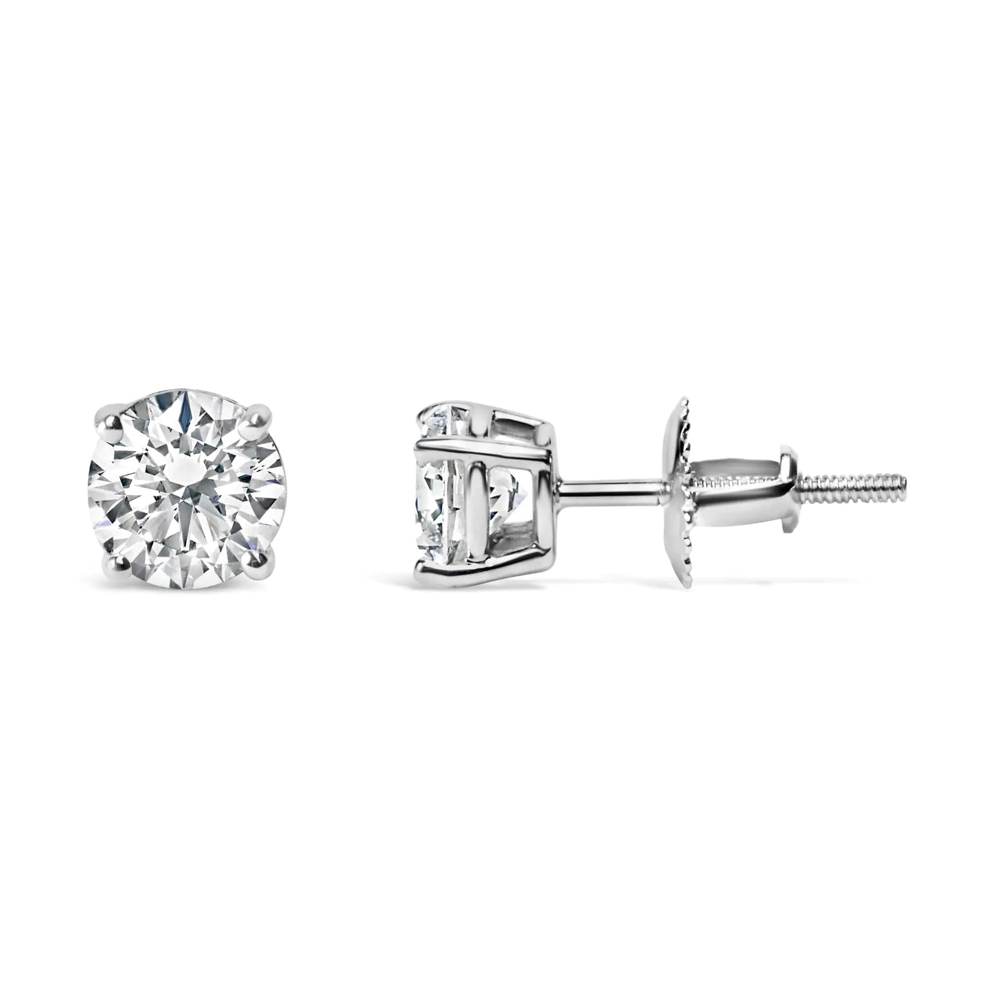 IGI Certified 14K White Gold Round Diamond Solitaire Stud Earrings