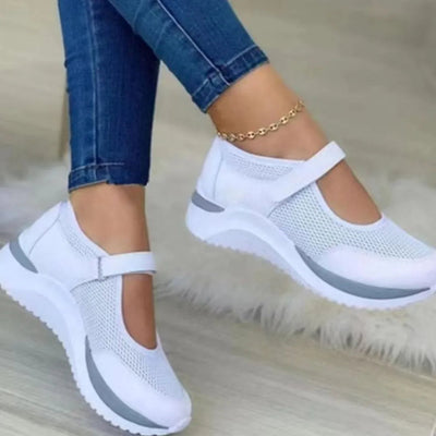 Velcro Strap Round-Toe Wedge Sneakers - Korvel