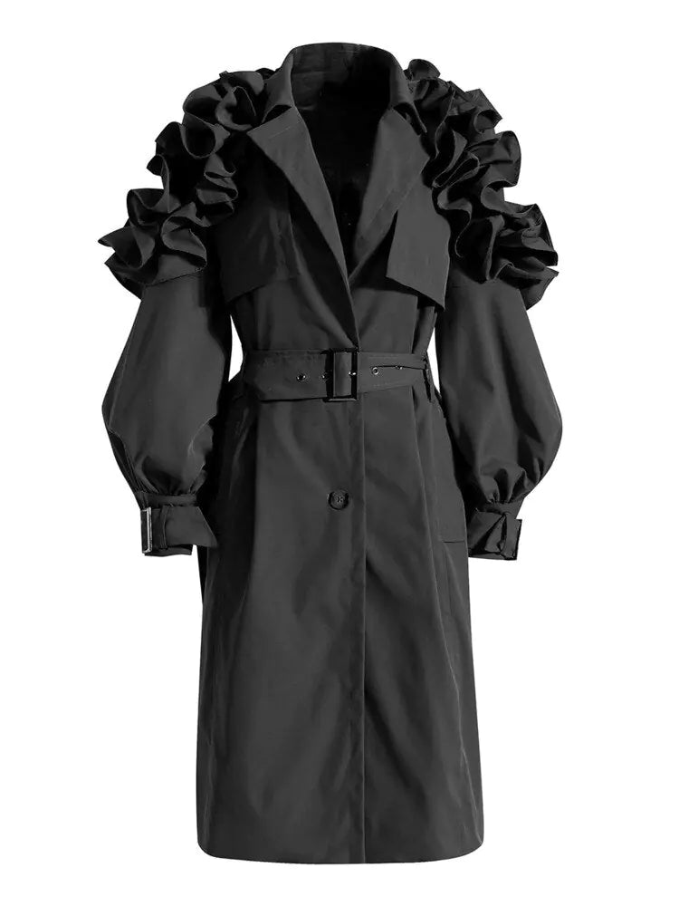 Abrigo Trench con Volantes