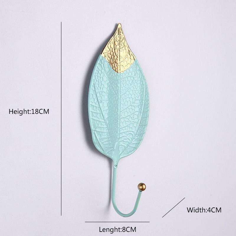 Decorative Wall Coat Rack with Leaf Design - Iron Hooks