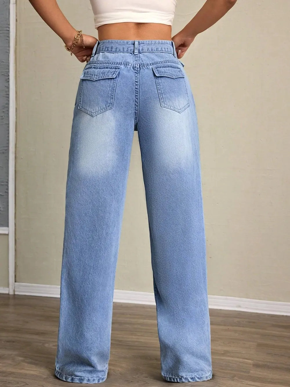Washed High Waist Jeans - Korvel