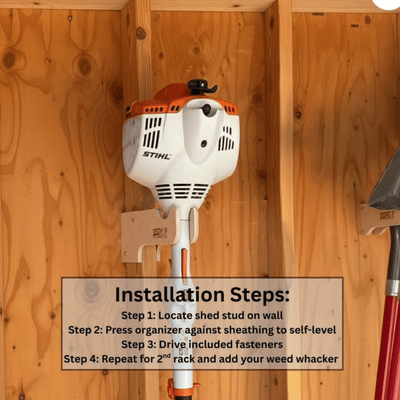 Weed Wacker Organizer Rack - Stud Mounted