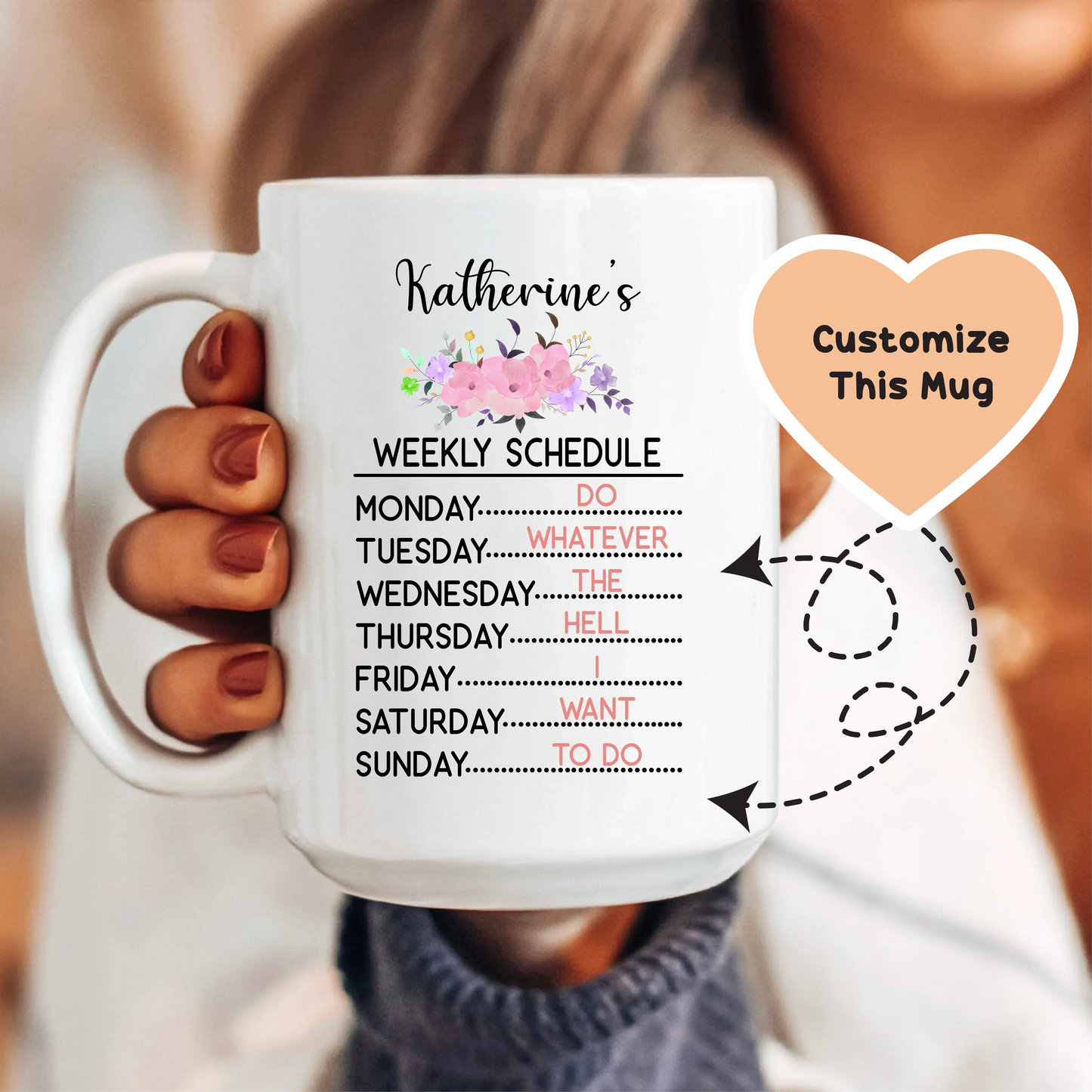 Taza personalizada con horario semanal