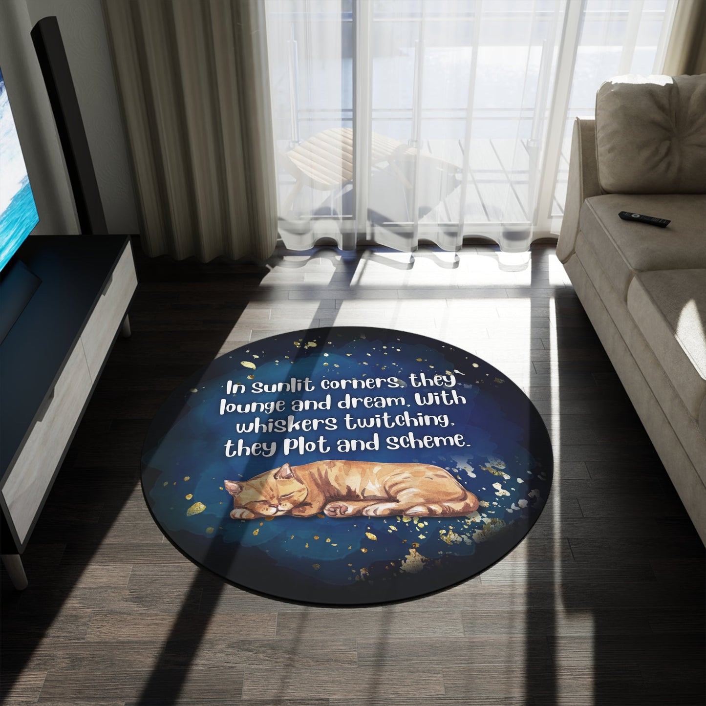Alfombra Redonda de Gato Caprichoso - Decoración Acogedora para Amantes de los Gatos