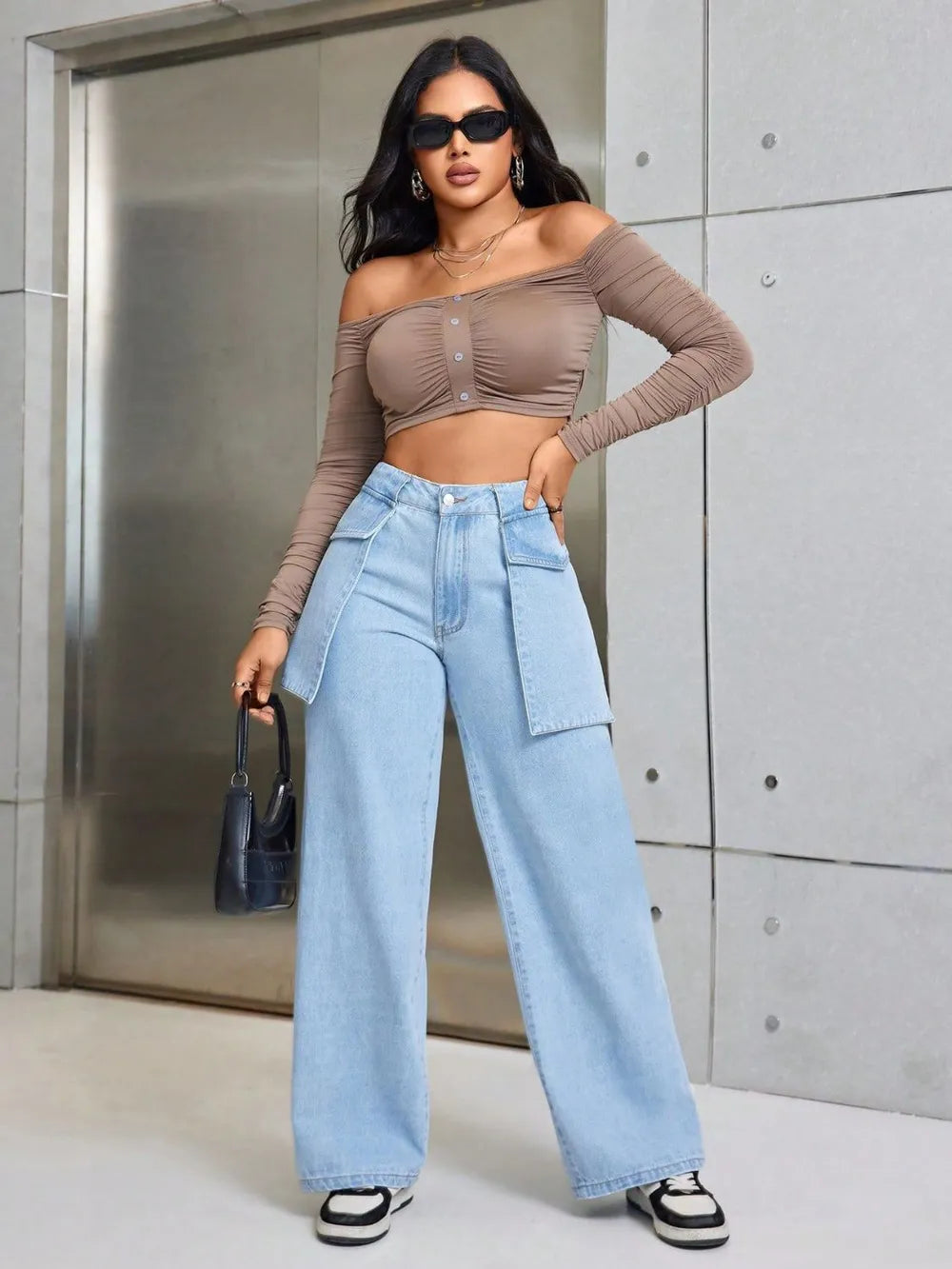 Wide Leg Jeans with Pockets - Korvel
