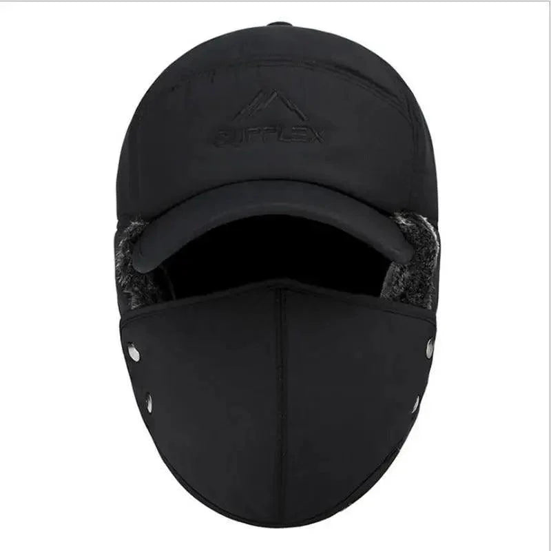 Winter Thermal Black Hat with Ear Protection