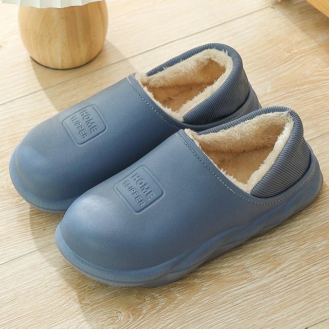 Zapatillas de felpa impermeables y acogedoras para invierno para mujeres