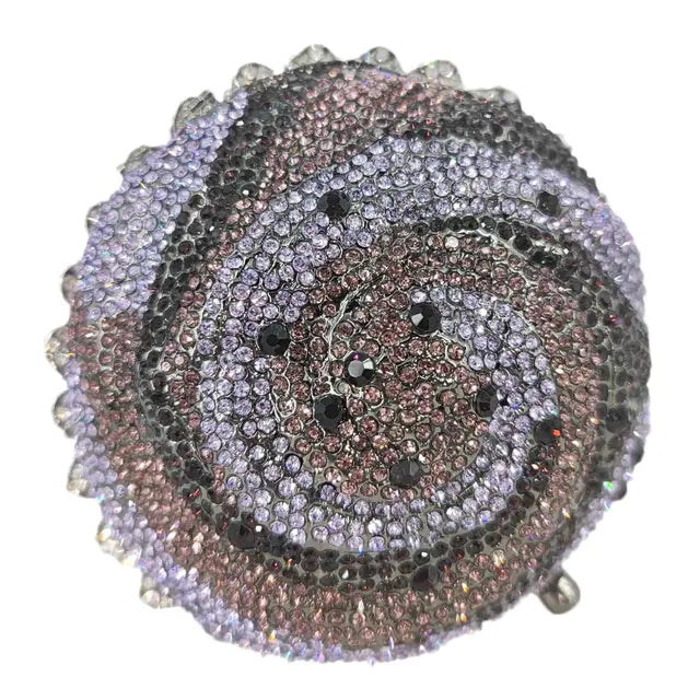 Women Blue Cupcake Evening Bag Crystal Clutch Purses Wedding Bridal Rhinestone Handbag Party Minaudiere Bag - Korvel