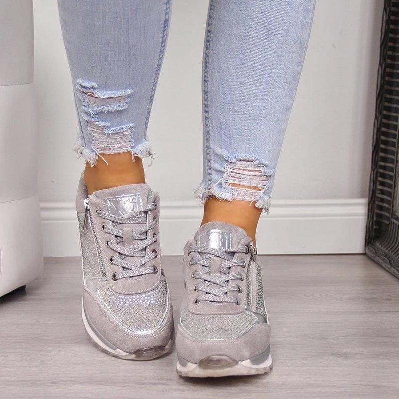 Zapatillas de Plataforma Elegantes para Mujer con Detalle de Cremallera
