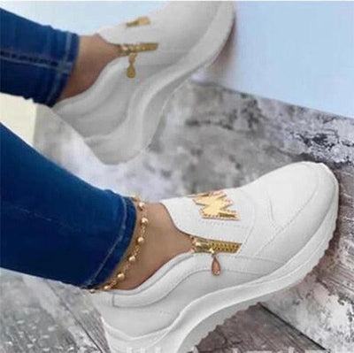Stylish Women's Pink Sneakers with Thick Sole - Casual Slip-On Zipper Shoes for Spring & Summer - Korvel