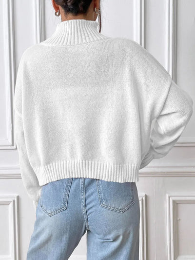 Women's High Neck Pullover Sweater - Casual & Cozy