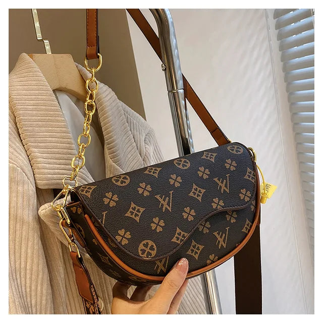 Women'S Saddle Bag Elegant Ladies Top Handbag Large Capacity Korean Trend Female Printing High-End Shoulder Messenger Bag - Korvel