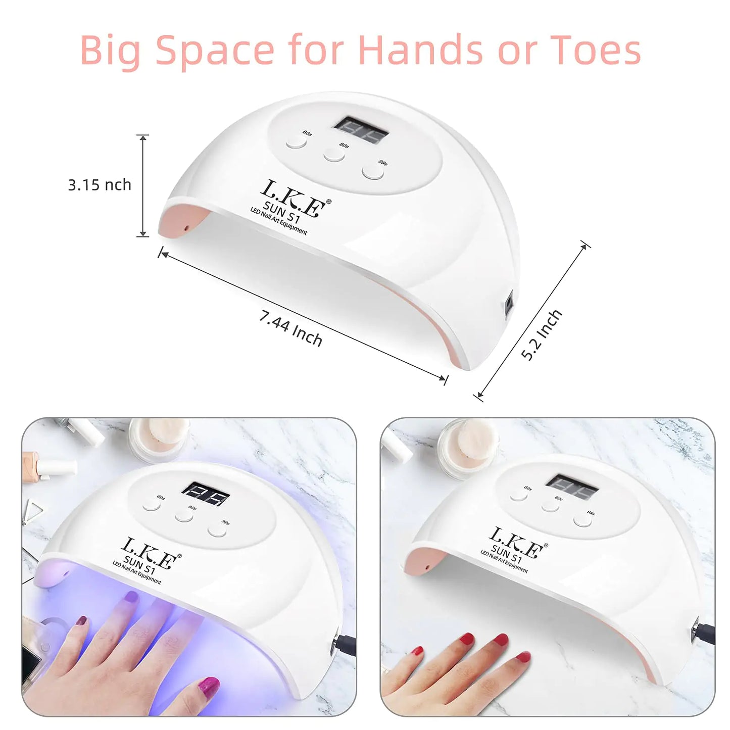 LKE 72W Lámpara de Uñas UV LED para Curado de Esmalte de Uñas en Gel
